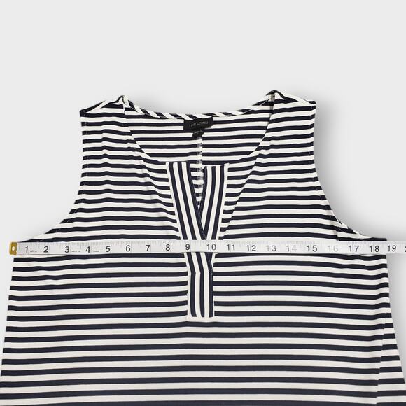 J. Jill Wearever Collection Blue Stripe Midi Dress Jersey Knit Small Side split - Picture 9 of 11